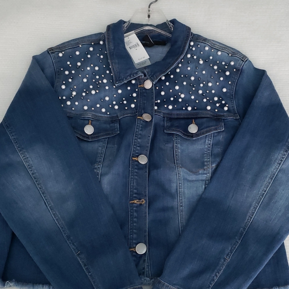 NWOT Embellished Denim Jacket - Lane Bryant